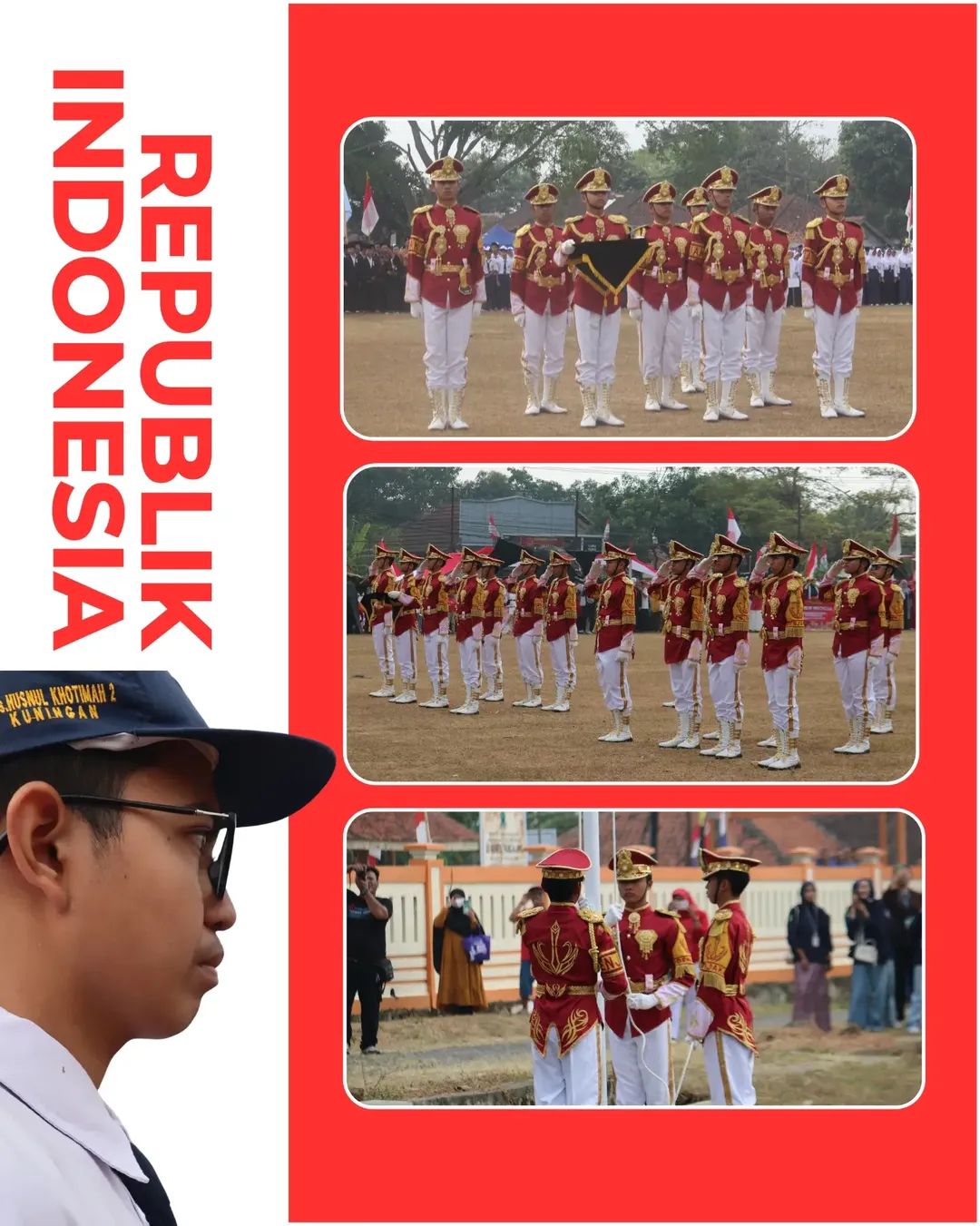 Santri Husnul Khotimah 2 Jadi Pasukan Pengibar Bendera HUT ke-81 RI di Kecamatan Pancalang