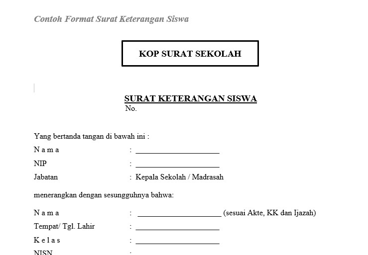 SURAT KETERANGAN SISWA